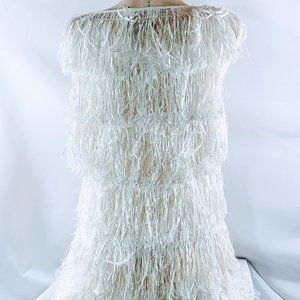 Rachel Zoe White Layered Fringe Flapper Style Sleeveless Mini Dress Size 2